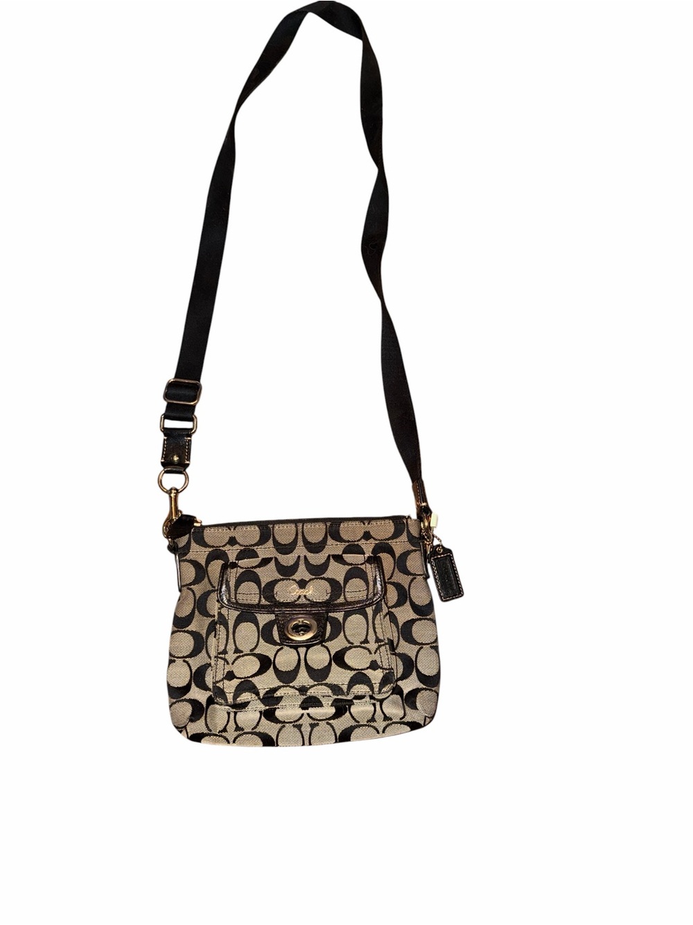 Coach Signature Black & Gray Crossbody Bag